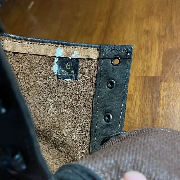 Rhino Distressed Leather Lace Up Packer Boots US 8 Grunge Hobo Combat Western